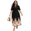 Vestido Plus Negro con Estampado