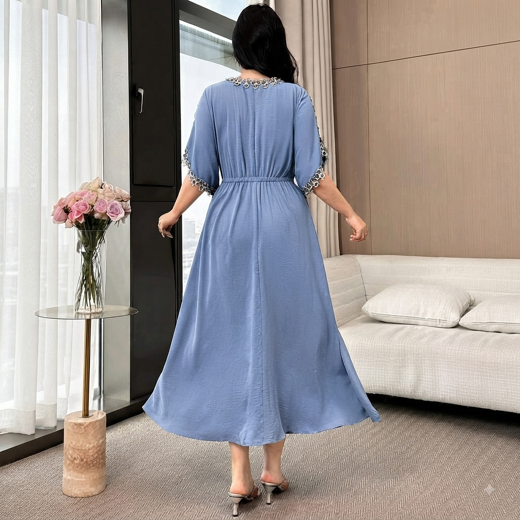 Vestido Celeste Elegante