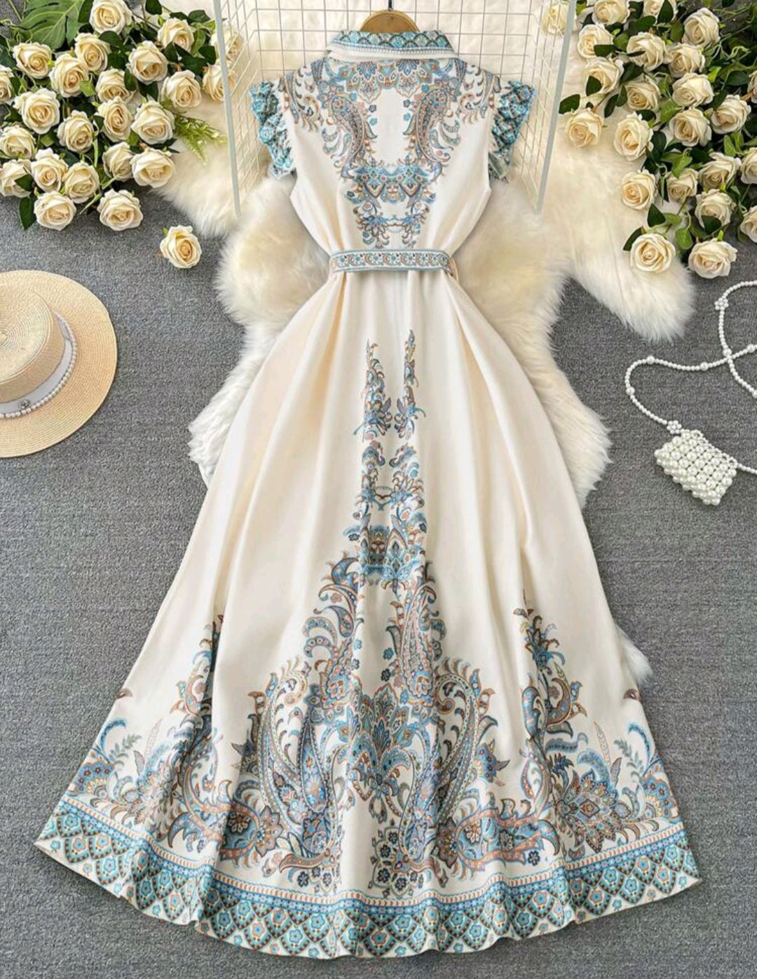 Vestido Crema Estampado