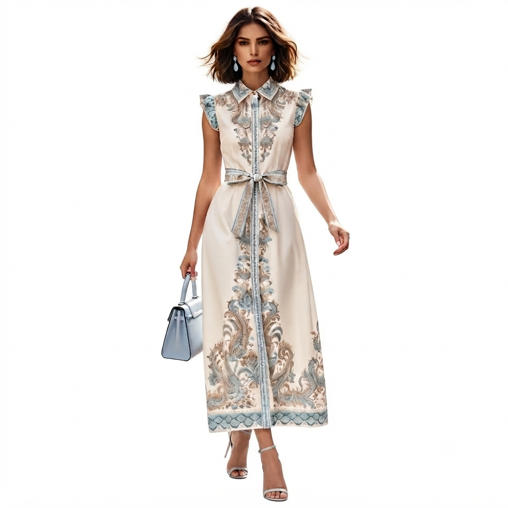 Vestido Crema Estampado